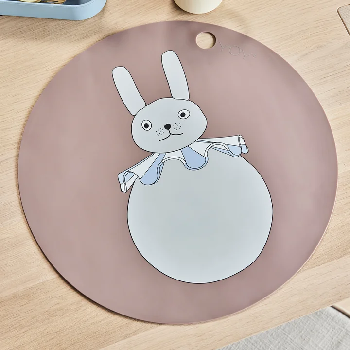 OYOY - Platzset PomPom, Hase, Ø 39 cm, clay