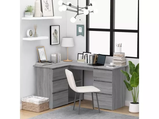 Bureau d'angle Sonoma gris 145x100x76 cm Bois d'ingénierie