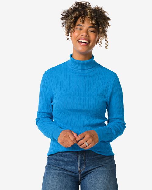 pull col roulé femme Louisa bleu