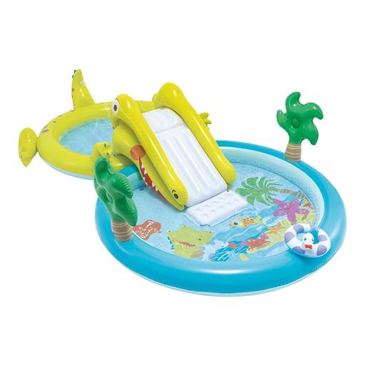 Piscina inflável em formato de crocodilo