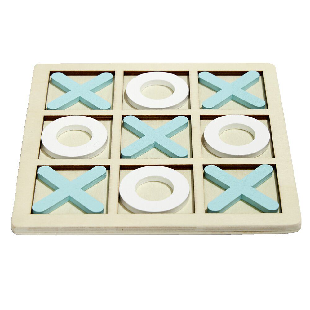 Jeu de morpion bois 14x14cm blanc/orange ou blanc/bleu