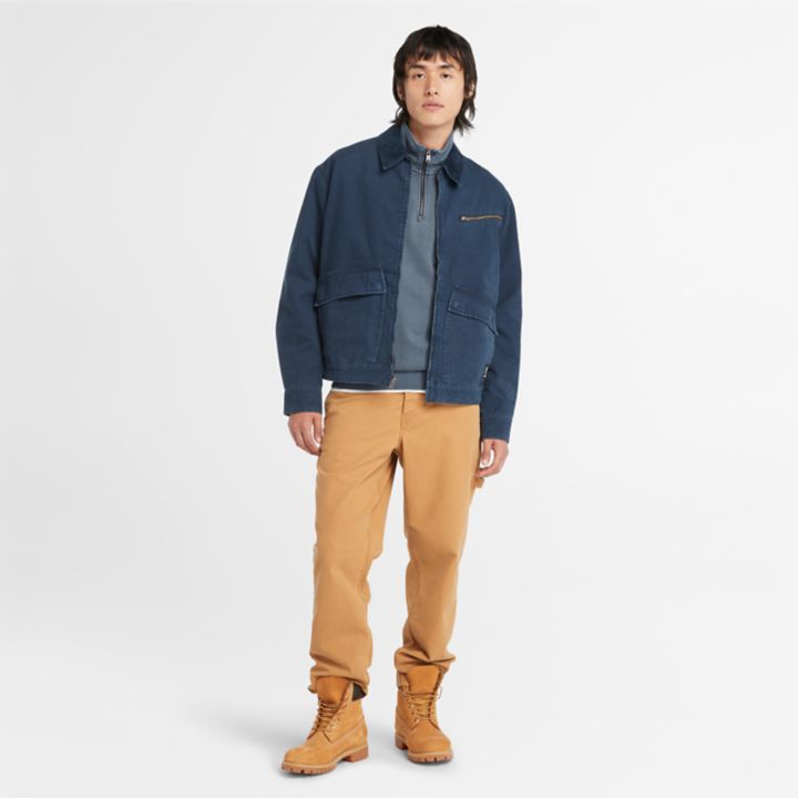 Veste en toile délavée pour homme en bleu marine