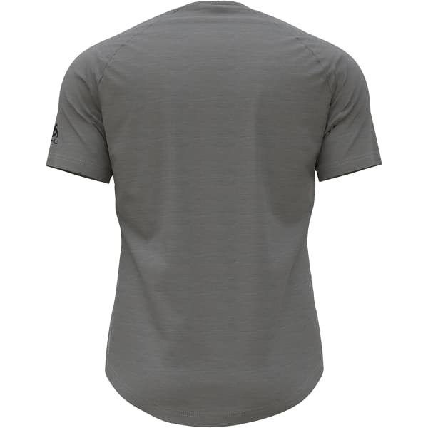 T-shirt randonnée ODLO MC MERINO 130 SWISS P GREY MELANGE - SHARP GREEN
