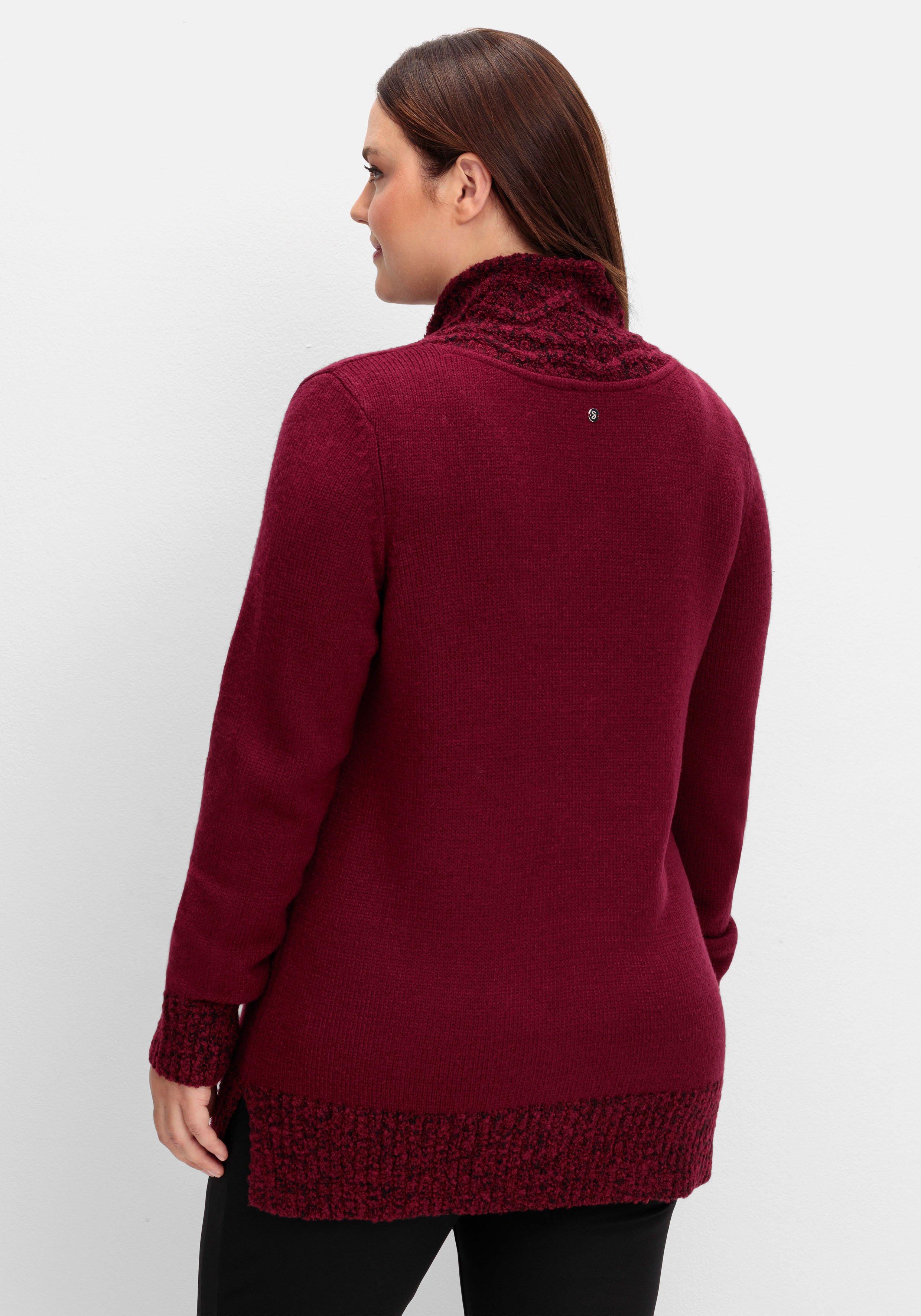 Pullover mit V-Ausschnitt und Bouclé-Details