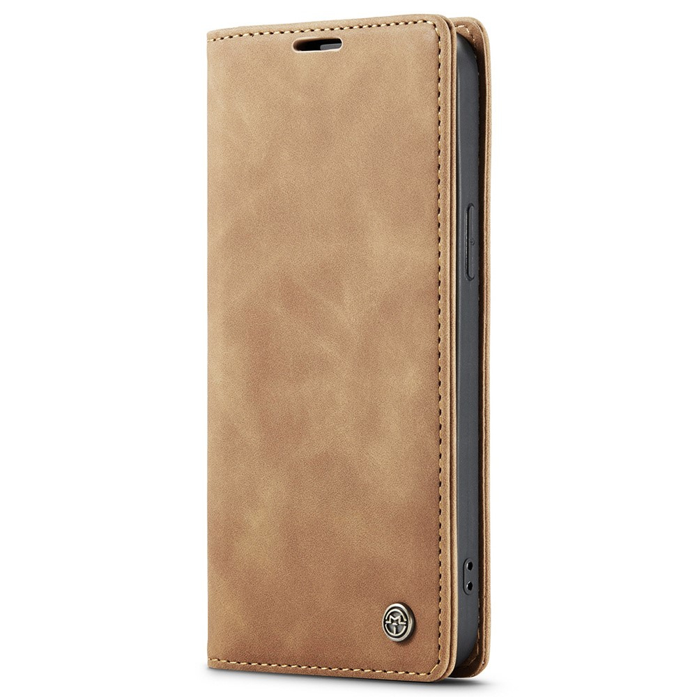 iPhone 15 Pro Leder Tasche Flip Wallet Etui mit Kartenfächern - Braun