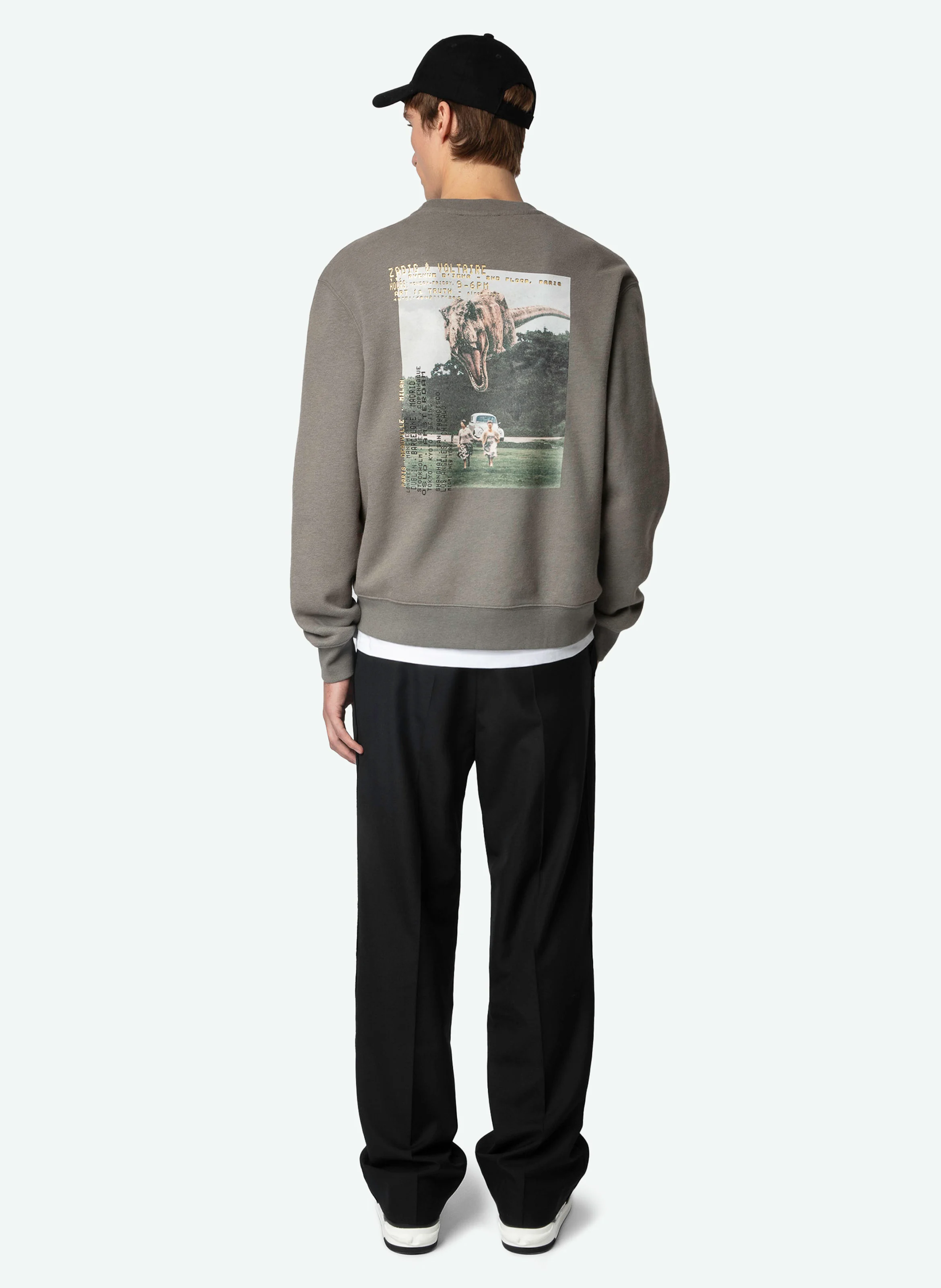 SIMBA - Sweatshirt droit en coton bio mélangé sérigraphié | Gris