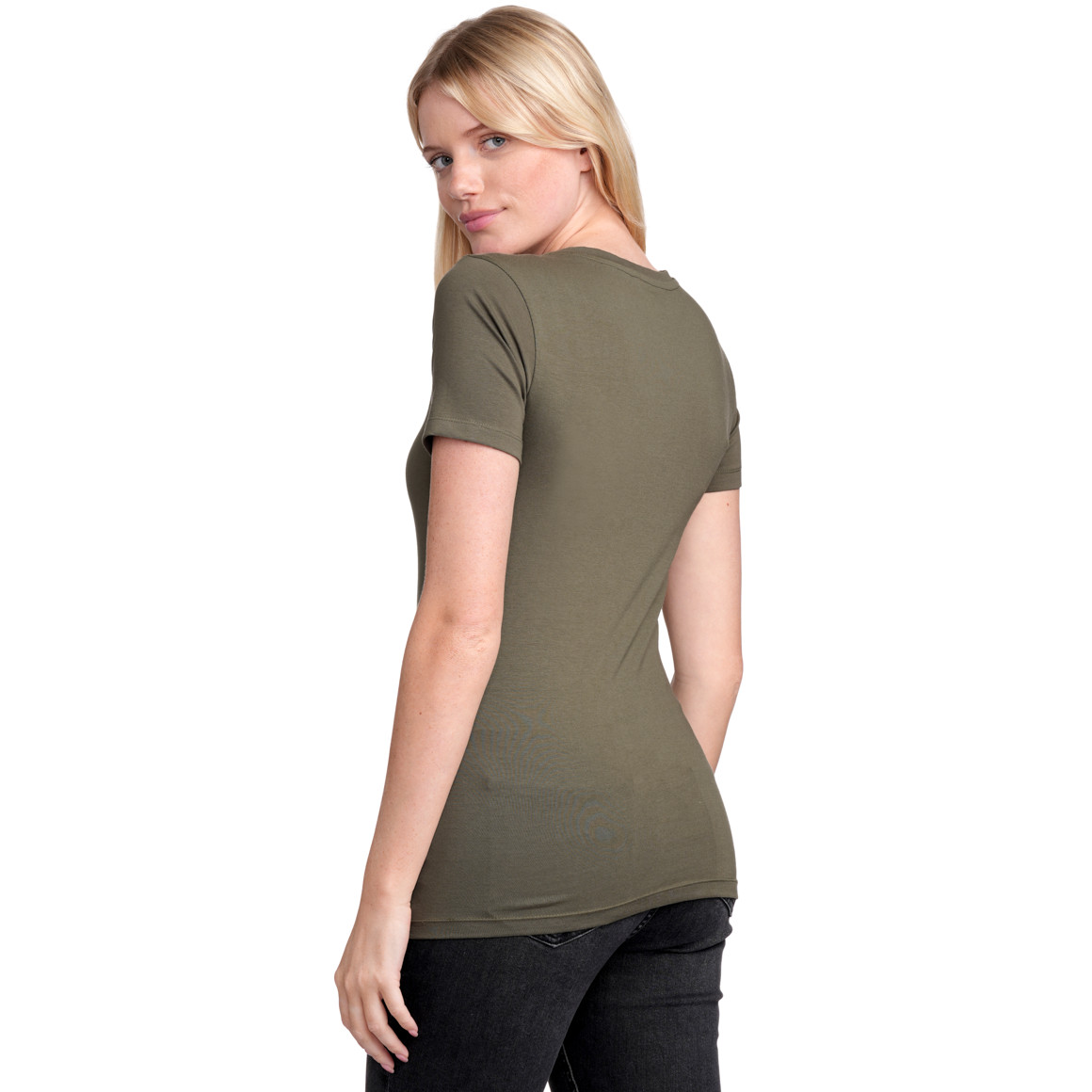 Gina Benotti Damen T-Shirt im Basic-Look oliv