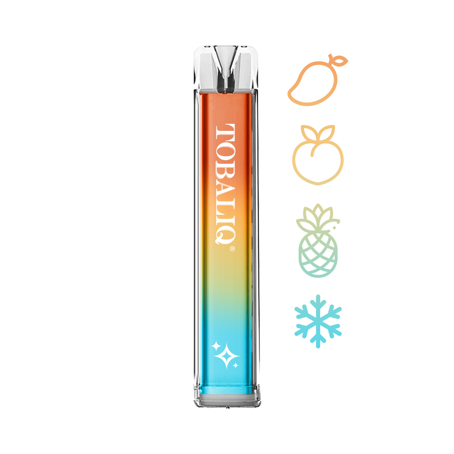 10 er Pack DAZZLE E-Shisha 600Puffs – 20mg Nikotin – MANGO PEACH PINEAPPLE ICE