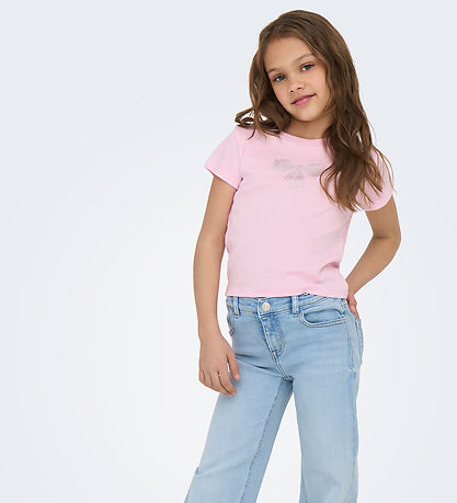 Kids Only T-Shirt - KogKira - Rosalöffler/Bow m. Glitzerstein