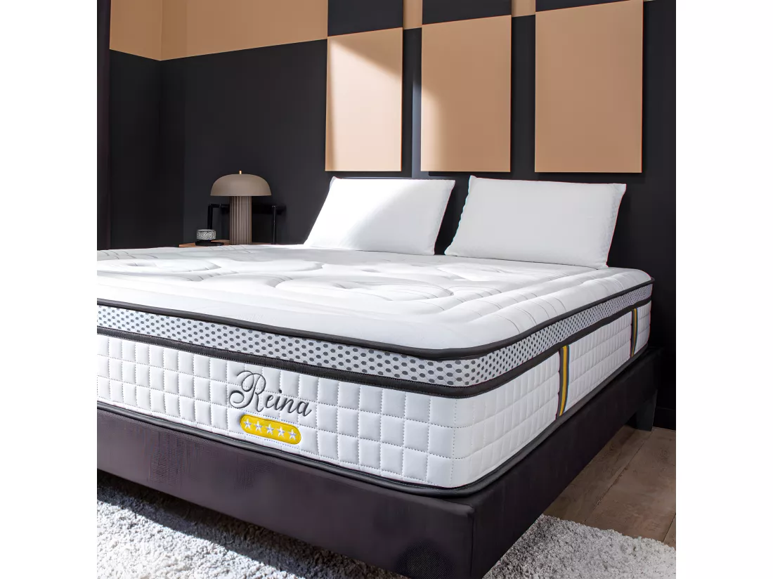 BELLECOUR LITERIE | Ensemble REINA 2.0 140x190 cm | Matelas Ressorts ensachés + Protège matelas anti punaise