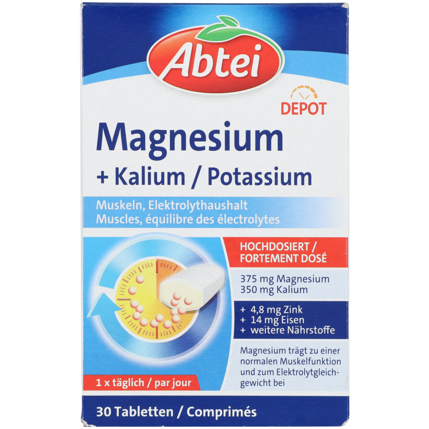 Abtei Magnesium + Kalium 30 Tabletten