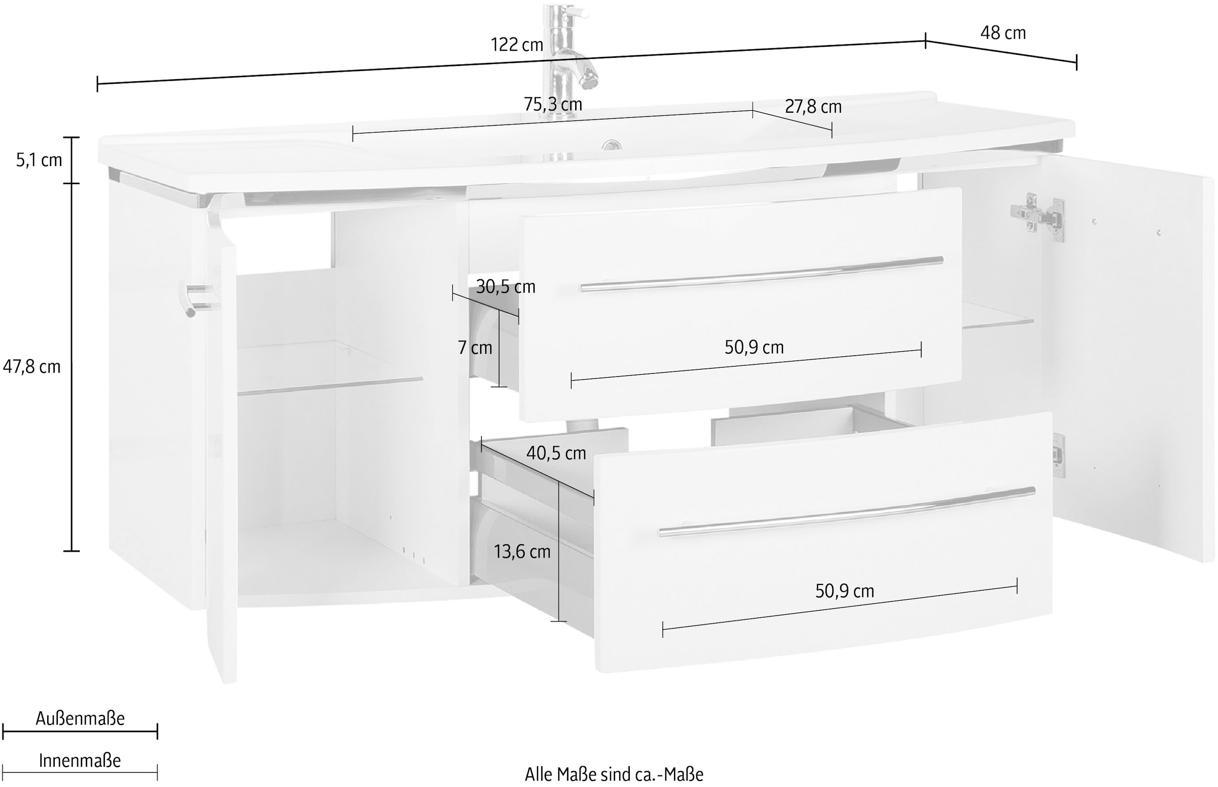 Saphir Waschtisch »3040« , Breite 122 cm