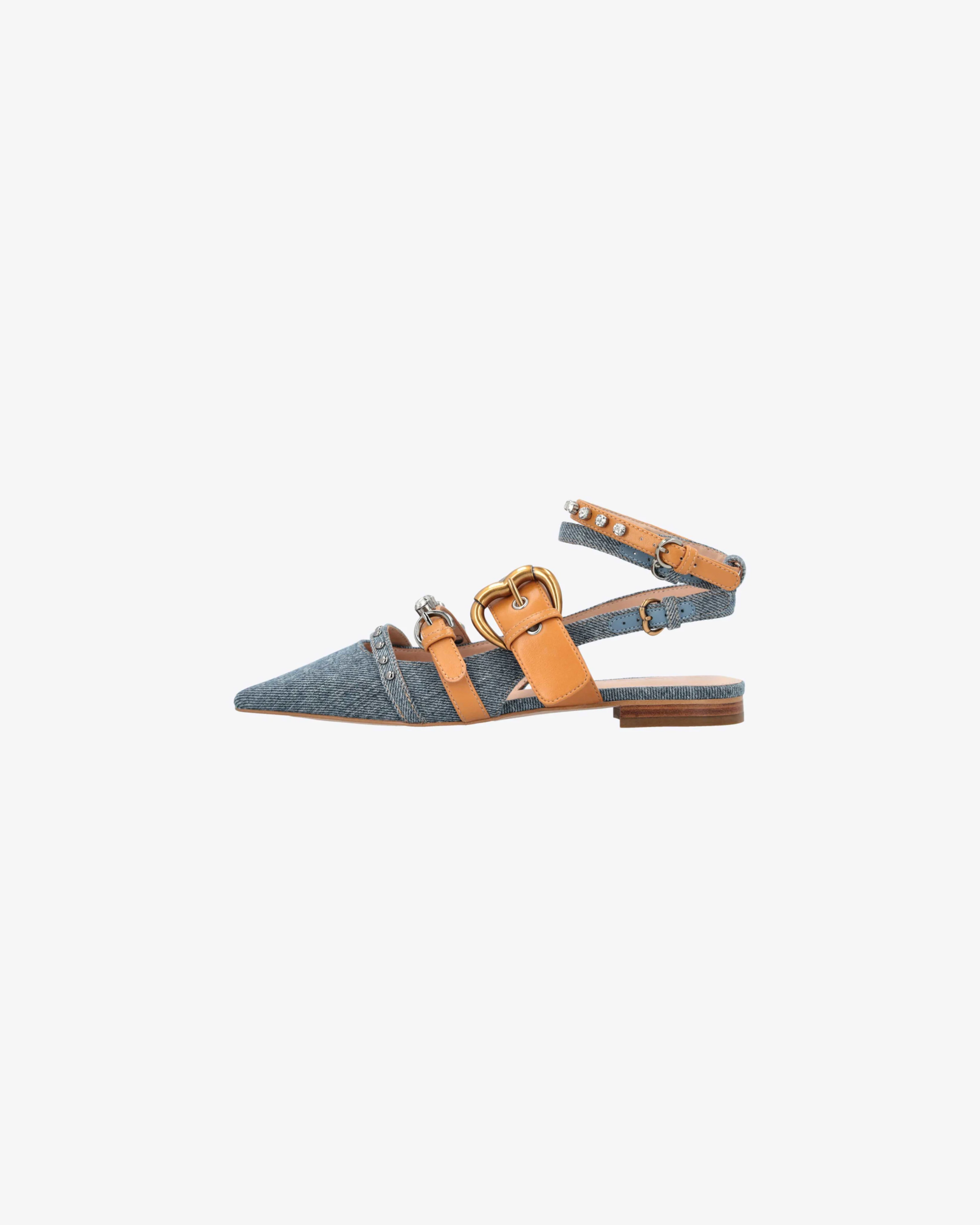 Slingbacks à bout pointu et strass | Bleu