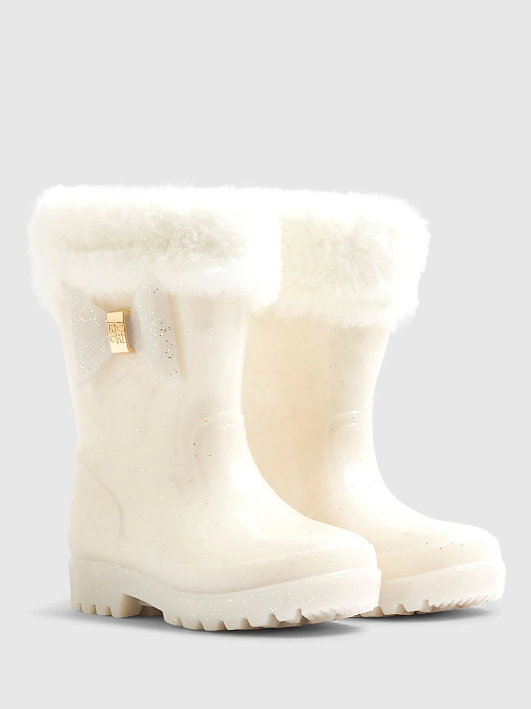 River Island Glitter Fur Cuff Bow Wellies