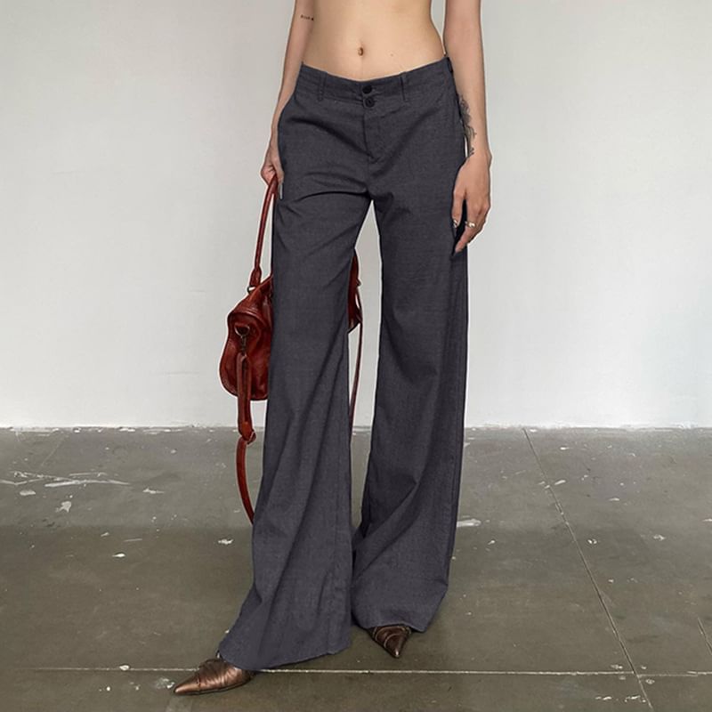 Cincine - Mid Rise Plain Flared Dress Pants