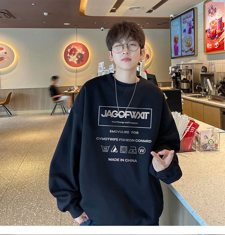 Bay Go Mall - Sweatshirt met ronde hals en letterprint