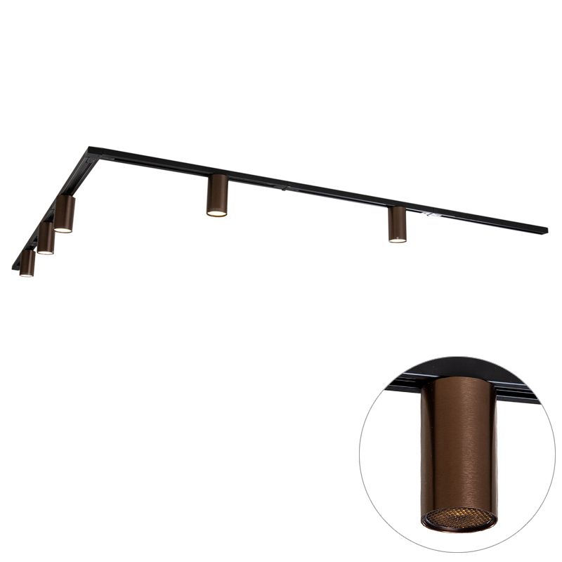 Modern railsysteem met 5 spots donker brons 1-fase GU10 50mm - Iconic Ruby