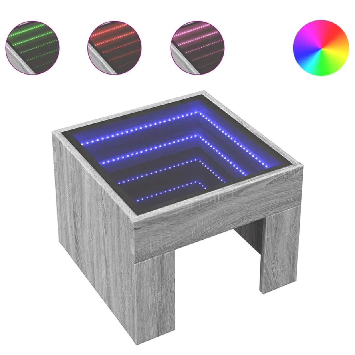 VidaXL Table de Chevet avec LED - Sonoma Gris