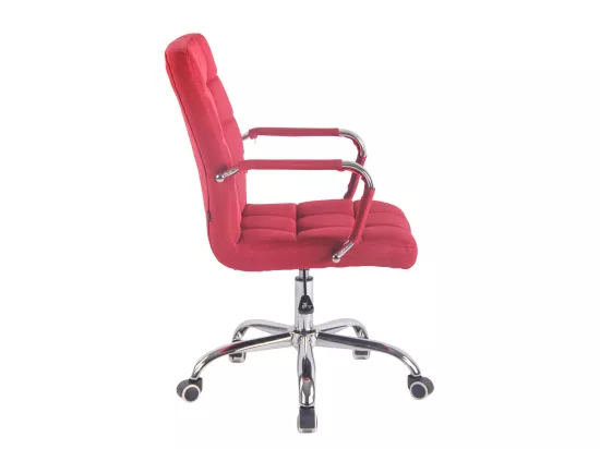Chaise de bureau - Tissu & Métal chromé - Rouge - Deli