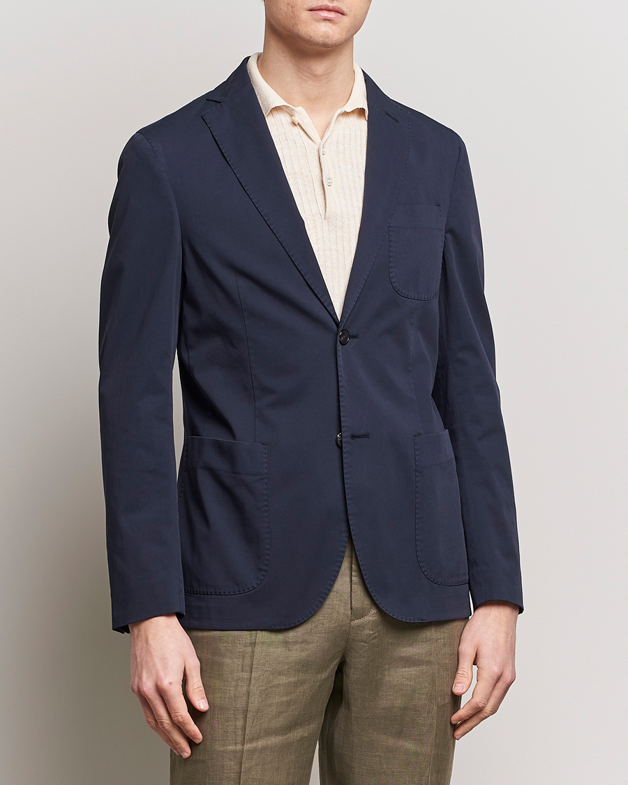 Incotex Unconstructed Comfort Cotton Blazer Navy