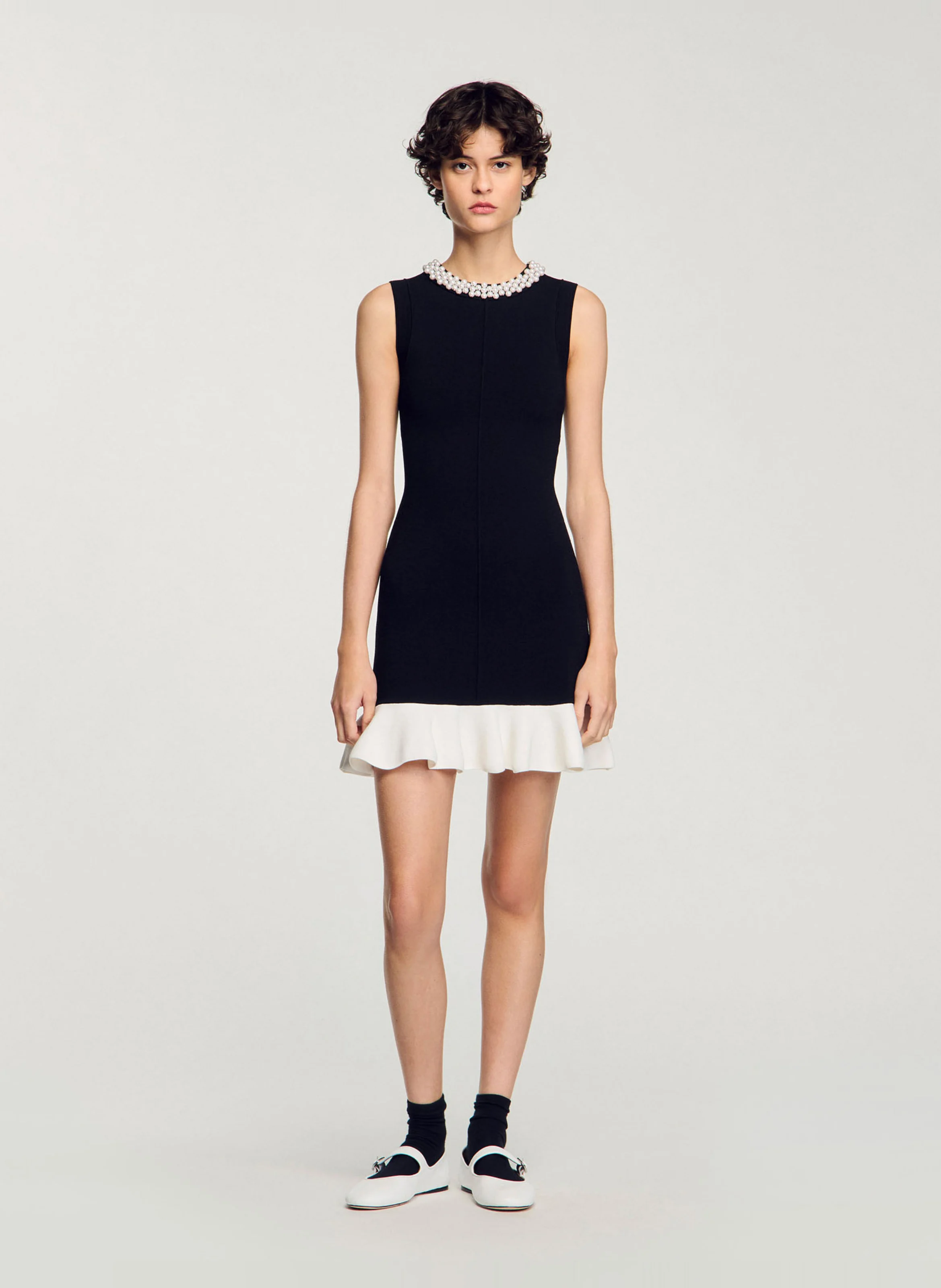 Robe courte sans manches en maille | Noir