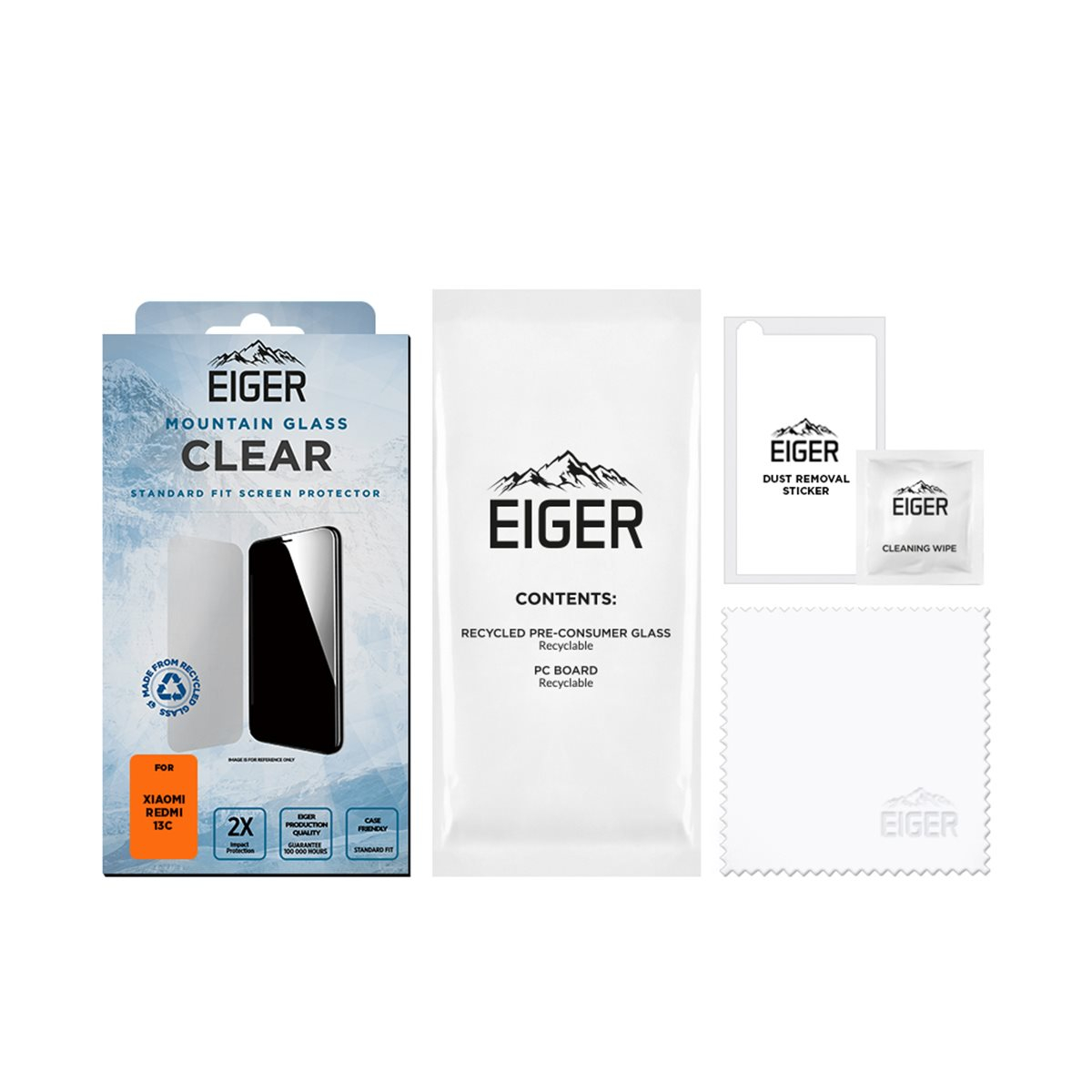 Xiaomi Redmi 13c Mountain Glass Clear Panzerglas 2.5D Displayschutz Case Friendly (EGSP00959)