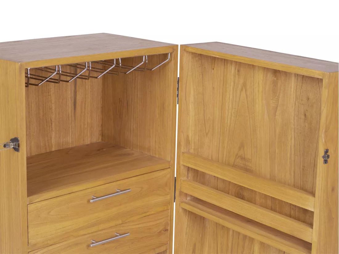 Armoire à vin et verres en bois de mindi - 15 casiers - L. 60 x P. 50 x H. 111 cm - COIMBRA