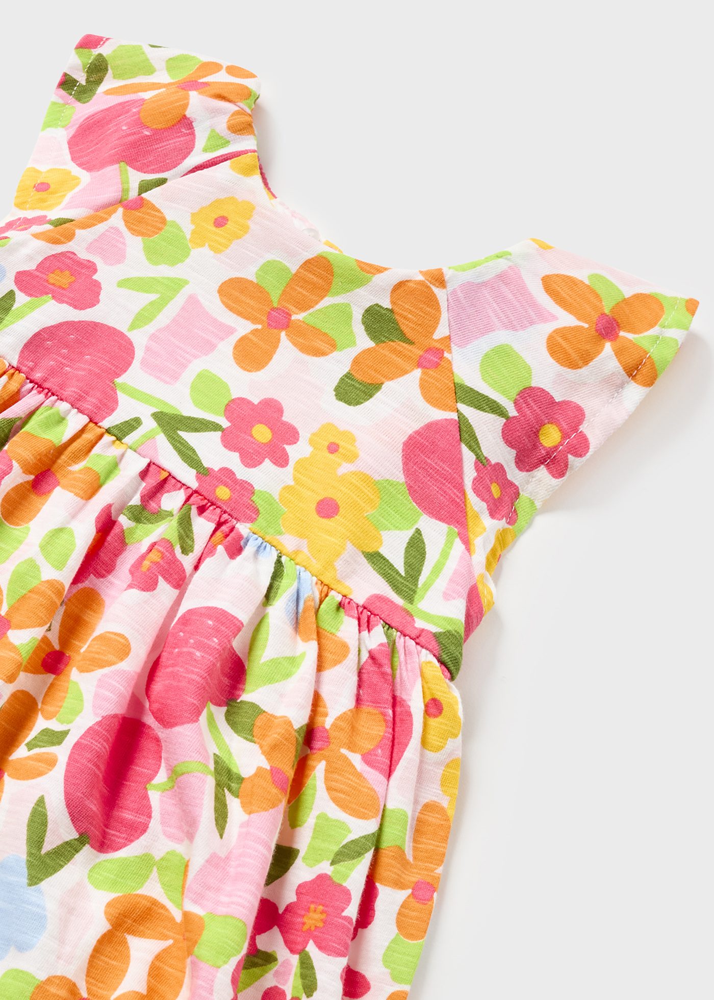 Vestido estampado em algodão sustentável com faixa de cabelo para bebê