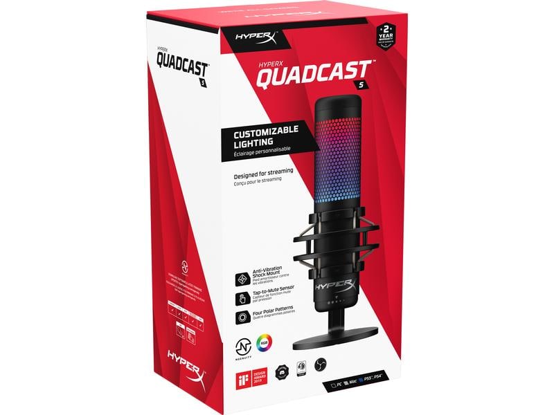 HyperX Mikrofon QuadCast S Gamin-Mikrofon mit LED Anzeige