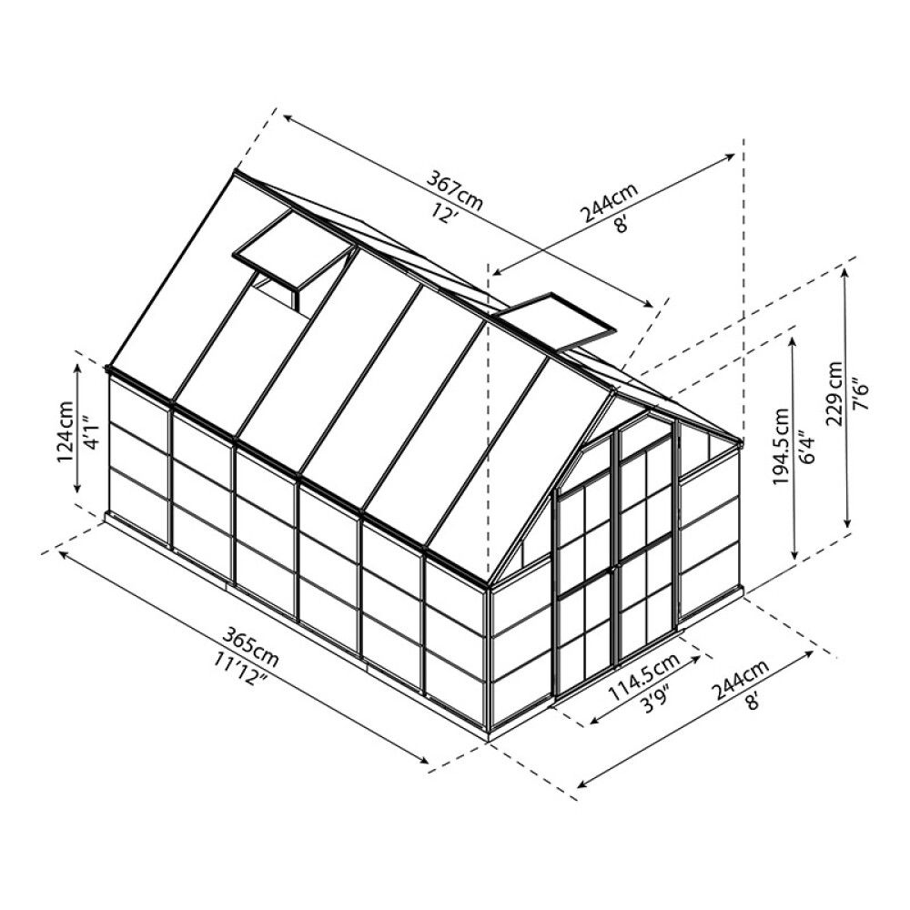 DRIVHUS PALRAM BALANCE 8X12 SILVER 9M²