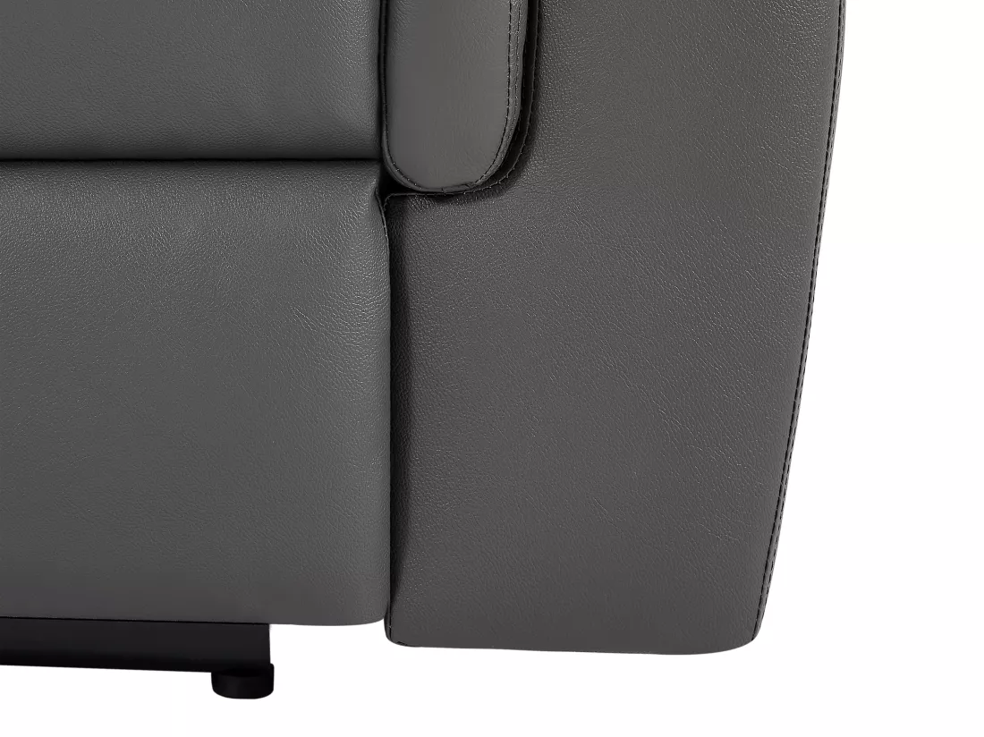 Canapé 3 places et un fauteuil relax électrique en cuir KENNETH - Gris