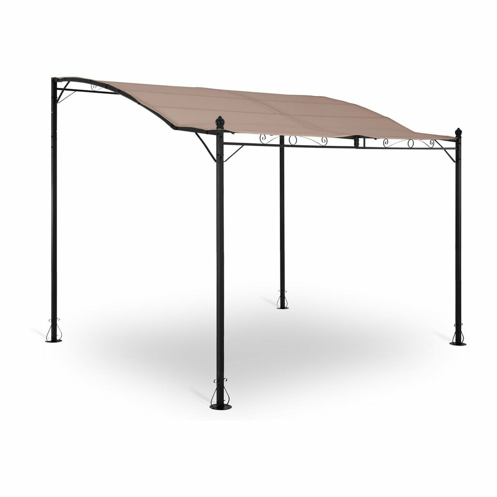 Pergola pavillon barnum tonnelle tente abri gazebo de jardin terrasse beige inclinée beige - 2,6 x 3 m