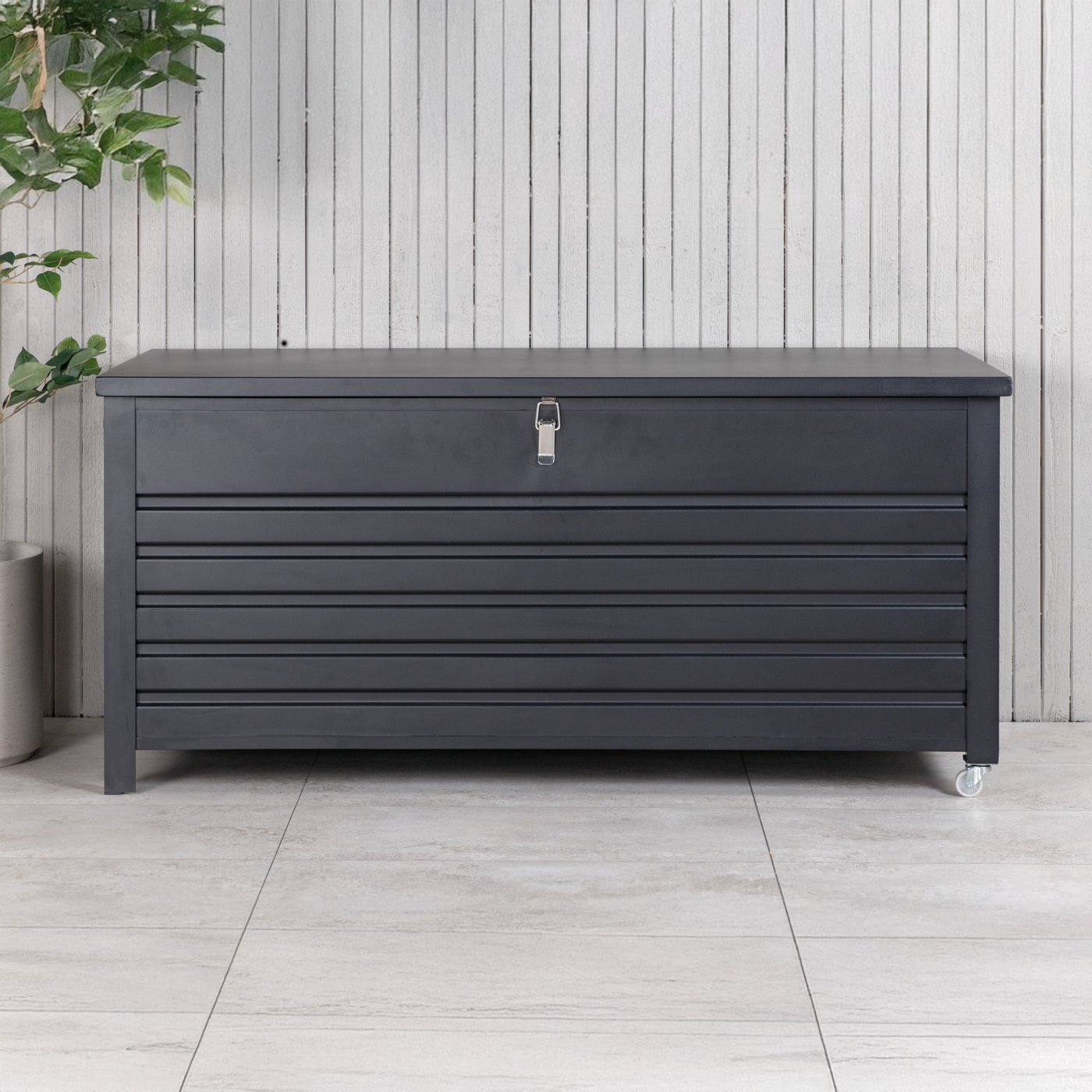 FjÃ´rd - Kussenbox Zwart Aluminium - 130x60x60cm - Elsa