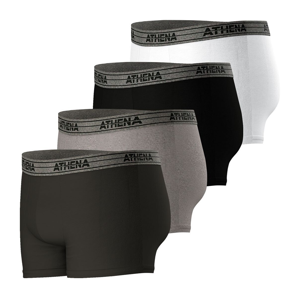 ATHENA<br>Conjunto de 4 cuecas boxer básicas de algodão