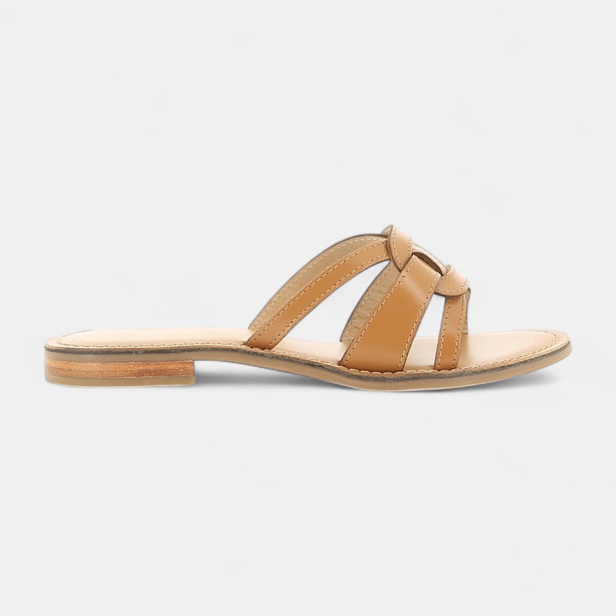 Mules Femme en cuir cognac
