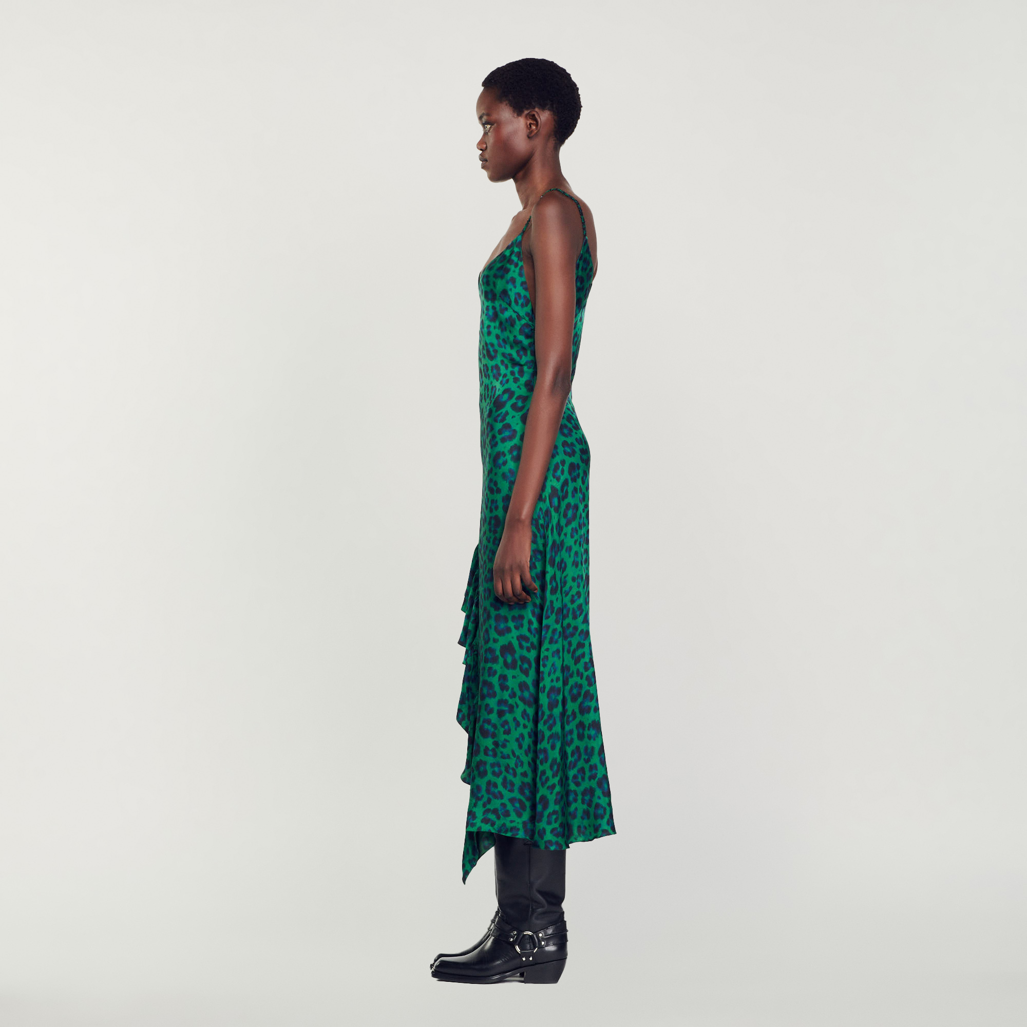 Robe fendue imprime leopard