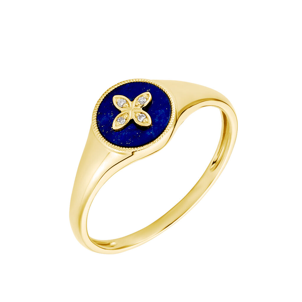 Bague Talisman Or Jaune Lapis Lazuli Diamant