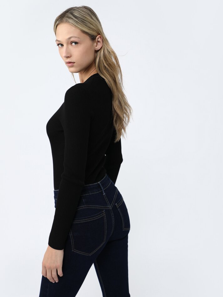 Calça jeans push-up - Azul marinho