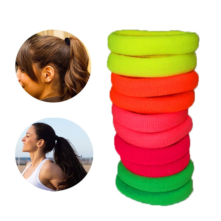 (100er Set) Elastische Haargummis Haarband ohne Metall Ø3cm - Neon