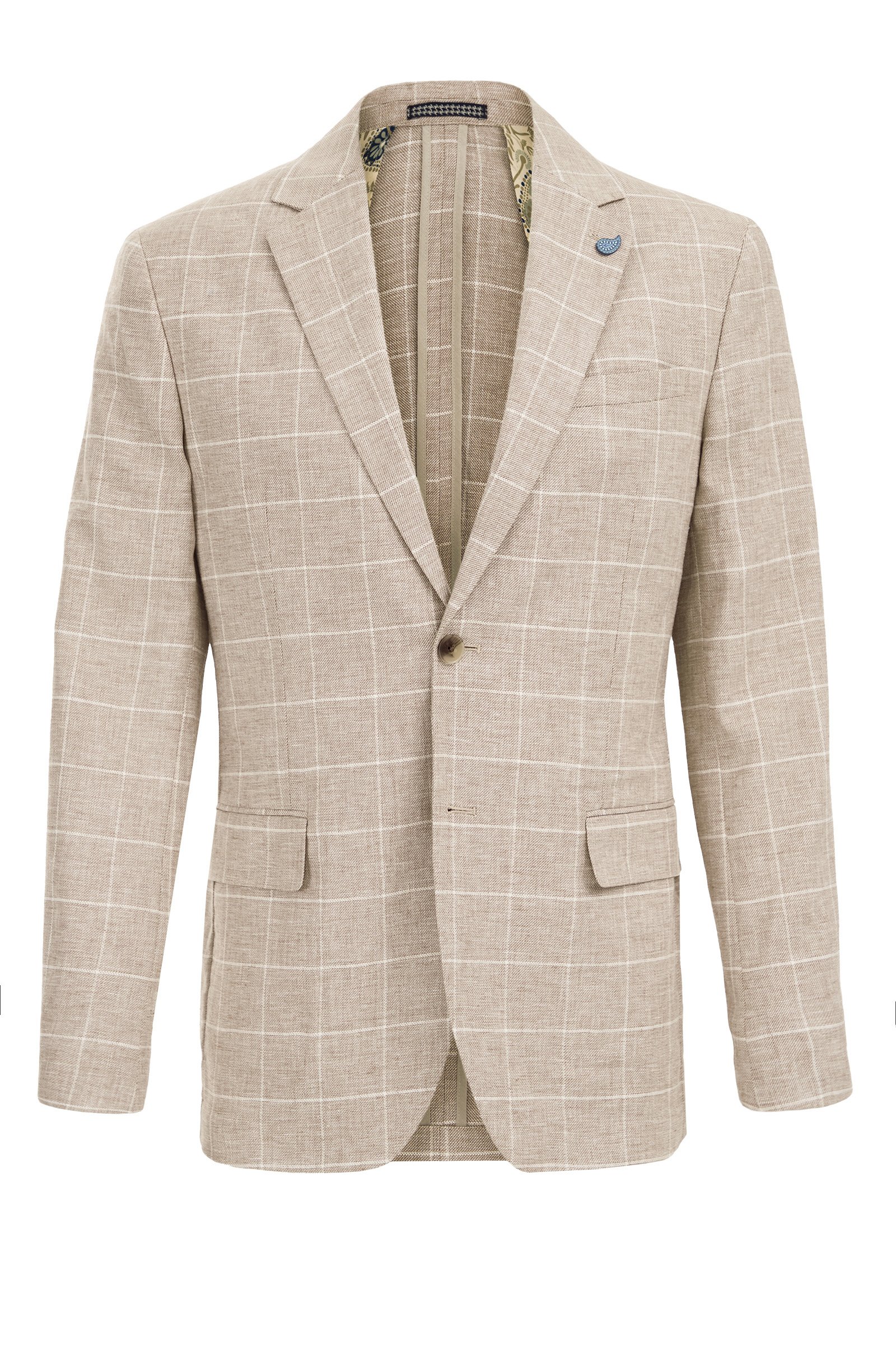 slim fit blazer van linnenmix WE Fashion Beige