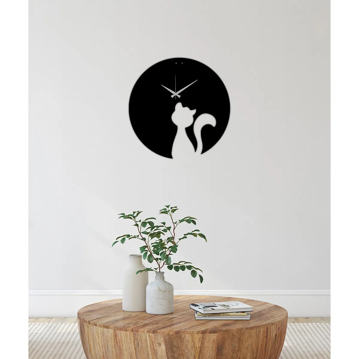 Epikasa Chat 1 - Horloge Murale Métal