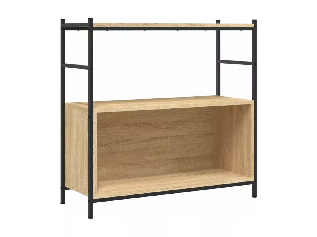 Bibliothèque chêne sonoma 80x30x78,5cm bois d'ingénierie et fer