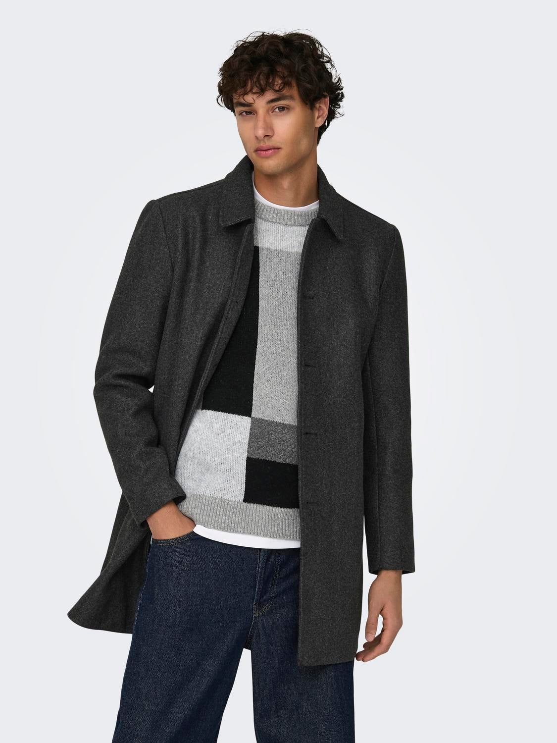 ONSADAM Mantel Dark Grey Melange