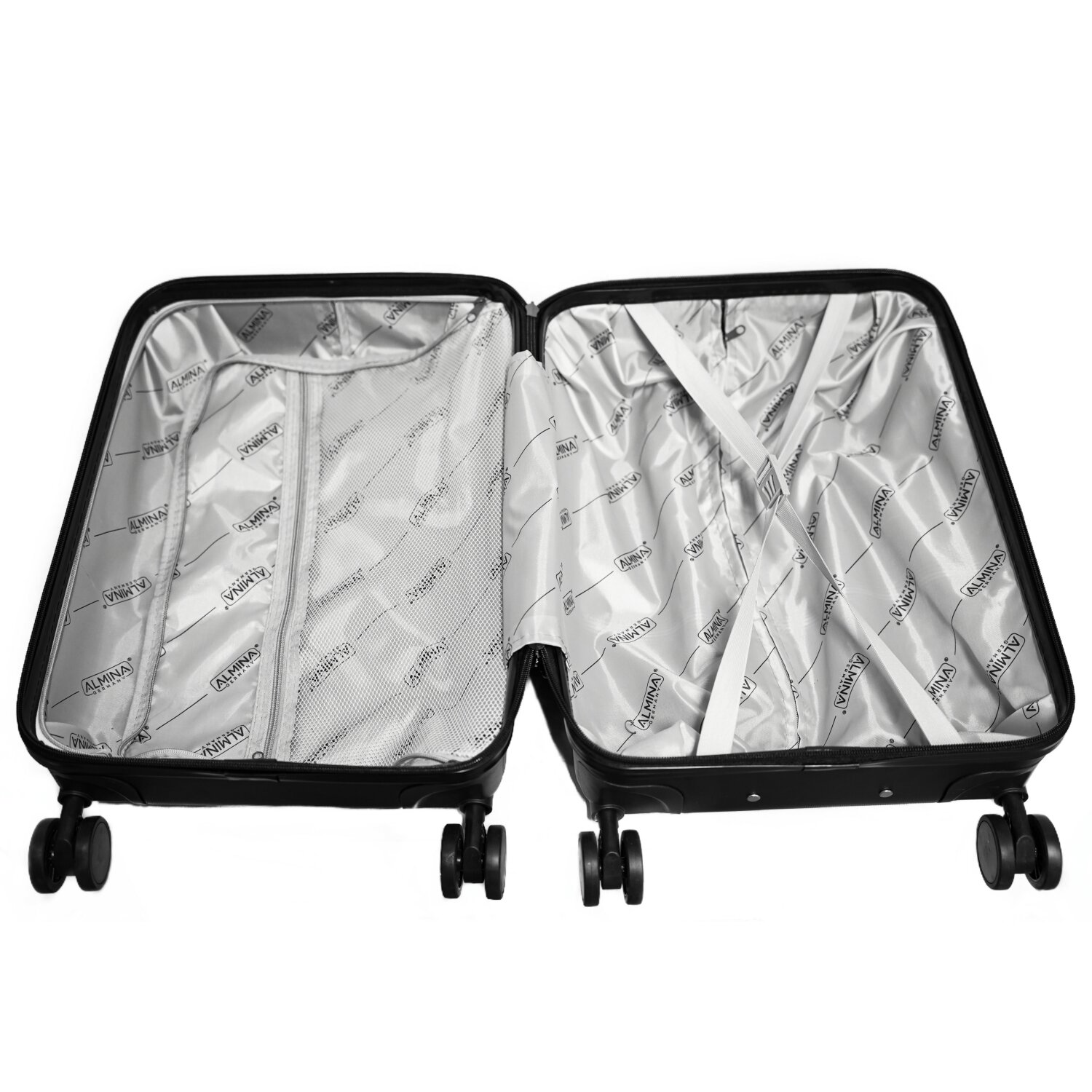 3 Tlg. Reisekoffer- Set Schwarz mit 4 Räder 360° drehbar Hartschale