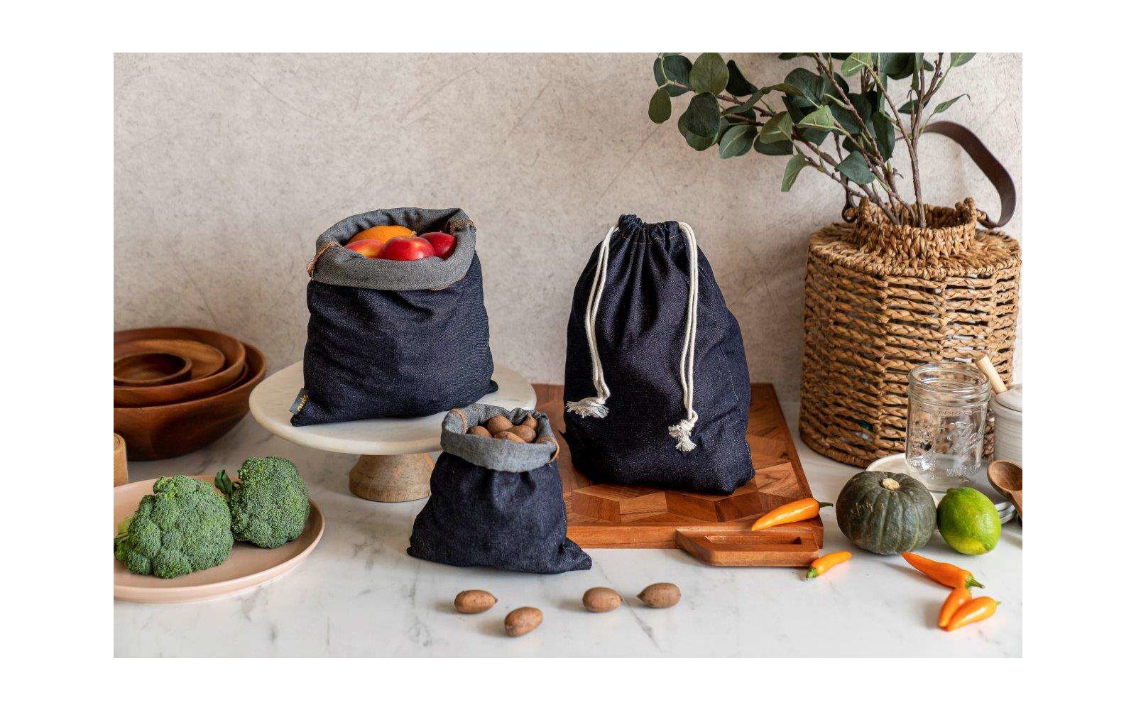 Nuts Innovations Obst und Gemüsebeutel 3er Set Jeans