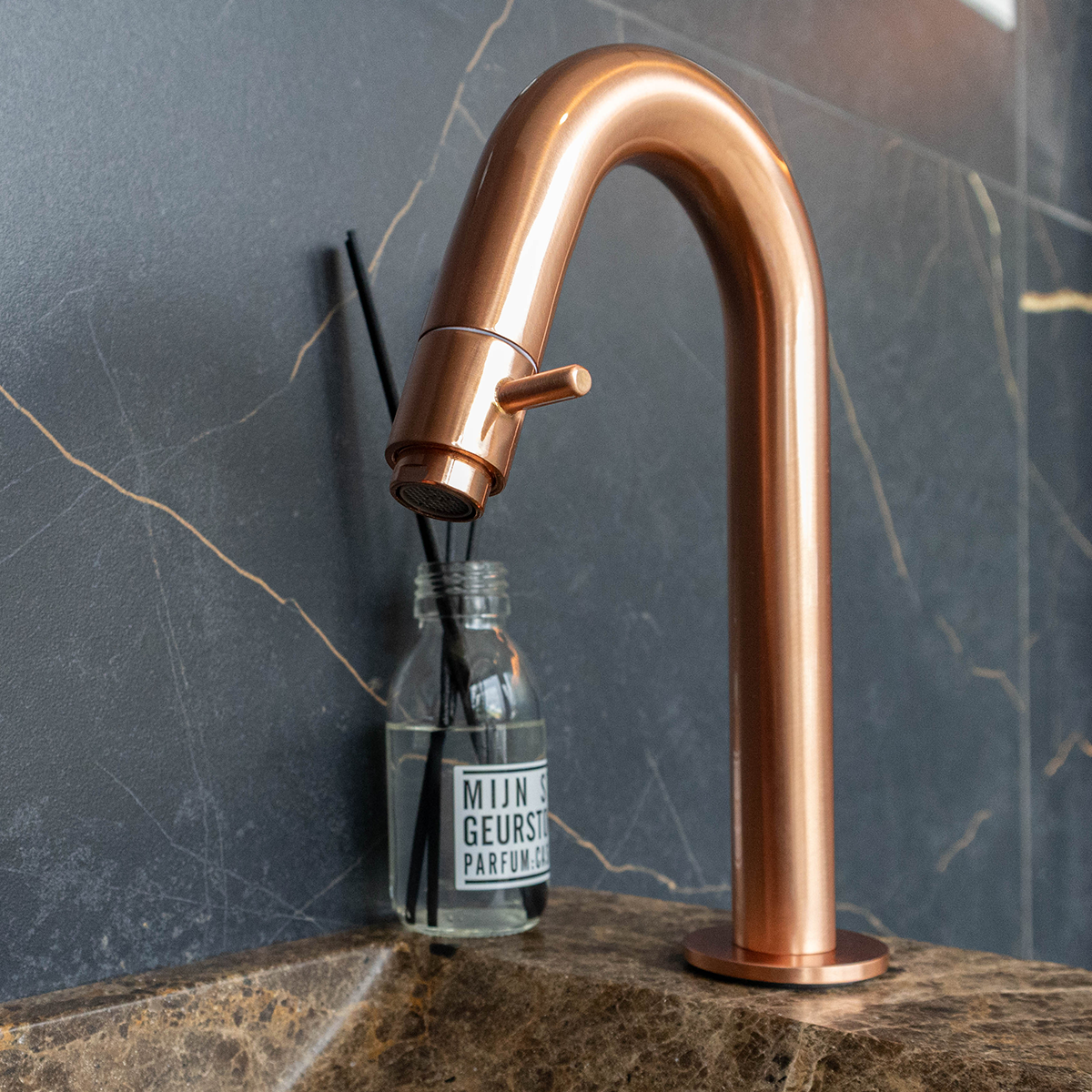 Saniclear Copper gebogen fonteinkraan koper geborsteld