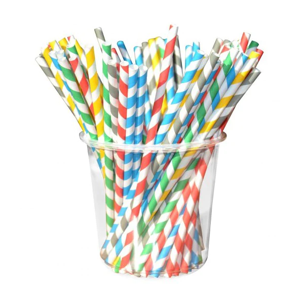 Set de 250 pailles écologiques en papier multicolore Lebrun