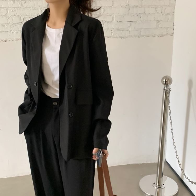Yako - Oversized dubbelrijs blazer met lange mouwen