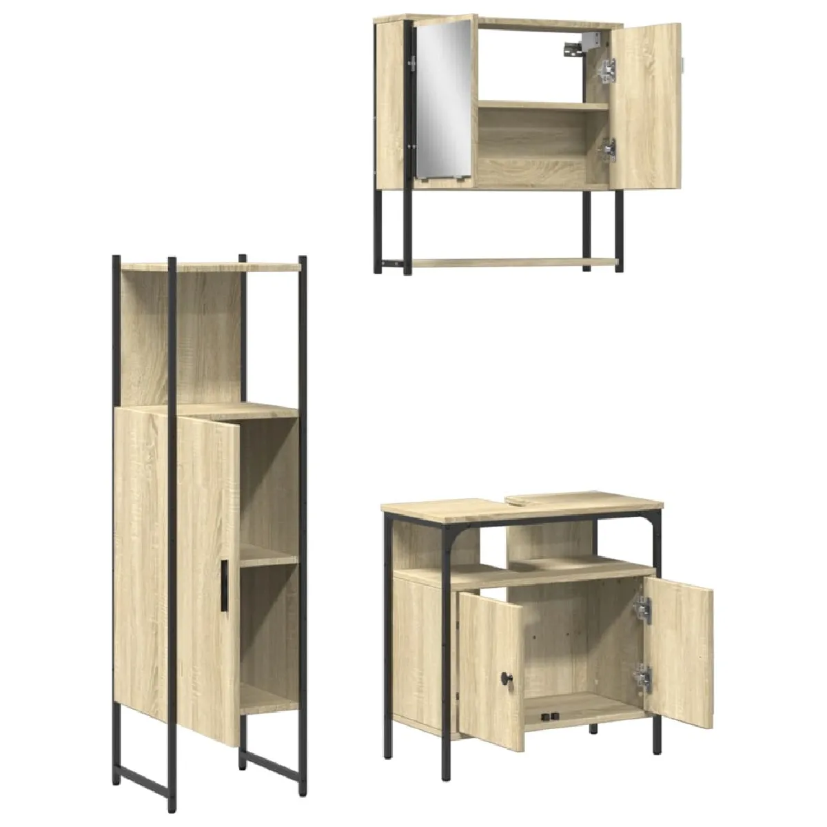 vidaXL Ensemble Meubles Salle de Bain 3 pcs Chêne Sonoma
