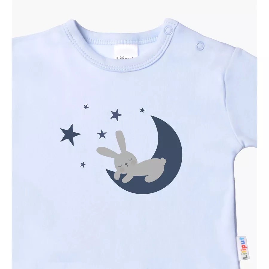 Liliput Langarmshirt Mond mit Hase hellblau